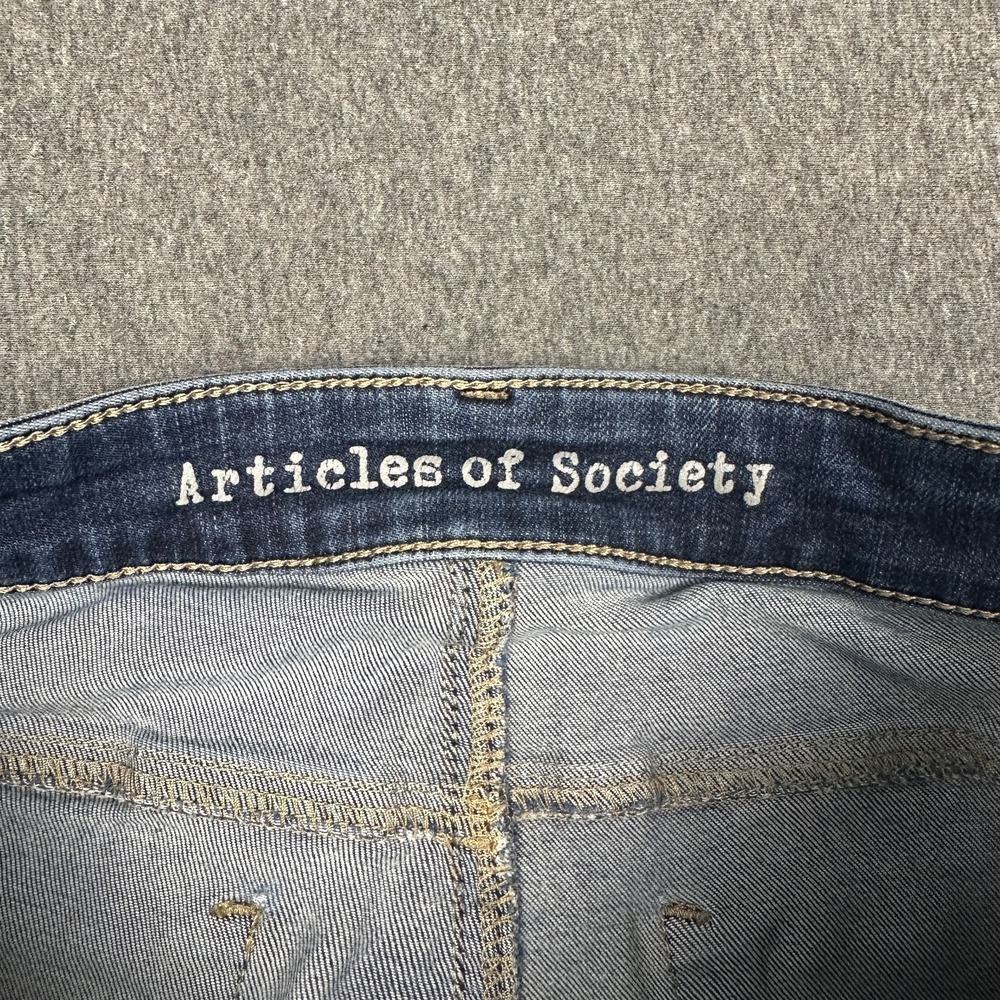 Articles of Society Carly Crop Skinny Jeans Womens 26 Blue Raw Hem Mid Rise - Picture 2 of 11